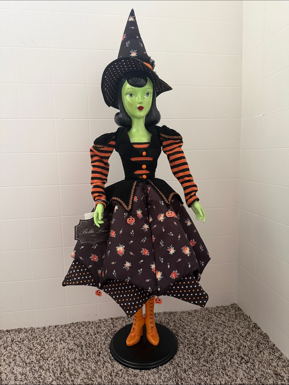 BELLA LUX Halloween Whimsy Retro Fabric Witch 36" Figurine NEW 2026 VIRAL HTF